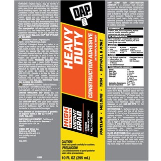 Foto 6 | Foto 6 | Adhesivo De Construcción Dap Heavy Duty Color Blanquecino 800 Ml - Venta Internacional.
