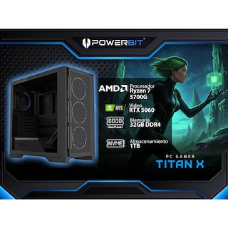 Foto 1 | Foto 1 | Pc Gamer Powerbit Titan X: Amd Ryzen 7 5700g Ram 32gb Ddr4 Ssd 1tb Rtx 5060 Windows 11 Home