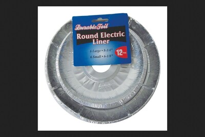Foto 1 | Foto 1 | Forros De Papel Aluminio Duraderos Para Quemadores Eléctricos Redondos Plateados Paquete De 12 - Venta Internacional.