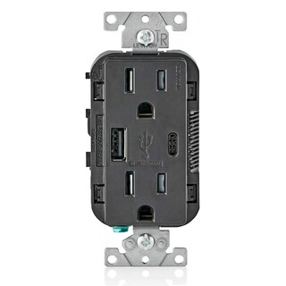 Foto 1 | Foto 1 | Cargador Usb De Pared Leviton Tipo A Y Tipo C Con Salida De 15 A Color Negro - Venta Internacional.