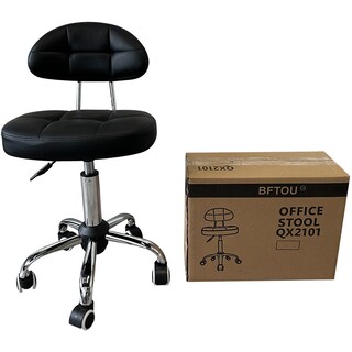 Foto 6 | Foto 6 | Taburete Giratorio Bftou Negro Minimalista Con Rueda Y Respaldo - Venta Internacional.