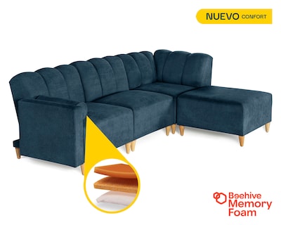 Foto 2 | Foto 2 | Sala De 4 Modúlos Makora Kieran Con Memory Foam Color Azul Chenille Respaldo Reclinable De 3 Posiciones