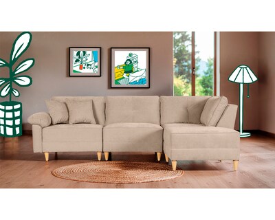 Foto 1 | Foto 1 | Sala De 4 Modúlos Makora Maristella Con Memory Foam Color Arena Chenille Respaldo Reclinable De 3 Posiciones