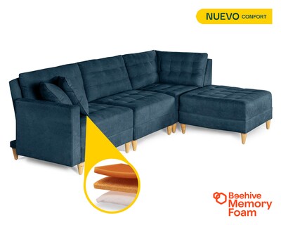 Foto 2 | Foto 2 | Sala De 4 Modúlos Makora Godric Con Memory Foam Color Azul Chenille Respaldo Reclinable De 3 Posiciones