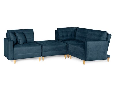 Foto 5 | Foto 5 | Sala De 4 Modúlos Makora Godric Con Memory Foam Color Azul Chenille Respaldo Reclinable De 3 Posiciones