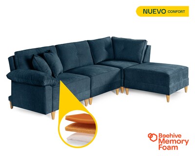 Foto 2 | Foto 2 | Sala De 4 Modúlos Makora Maristella Con Memory Foam Color Azul Chenille Respaldo Reclinable De 3 Posiciones