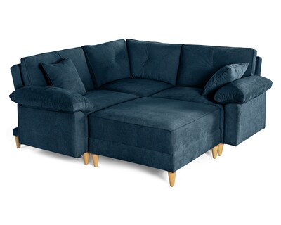 Foto 4 | Foto 4 | Sala De 4 Modúlos Makora Maristella Con Memory Foam Color Azul Chenille Respaldo Reclinable De 3 Posiciones
