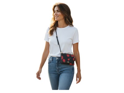 Foto 2 | Foto 2 | Bolsa Crossbody Coach Color Negro Con Rosas Rojas Canvas