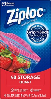 Foto 1 | Foto 1 | Bolsas De Almacenamiento De Alimentos Ziploc Quart Grip 'n Seal 48 Unidades - Venta Internacional.