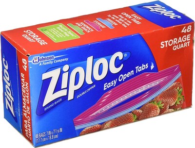 Foto 2 | Foto 2 | Bolsas De Almacenamiento De Alimentos Ziploc Quart Grip 'n Seal 48 Unidades - Venta Internacional.