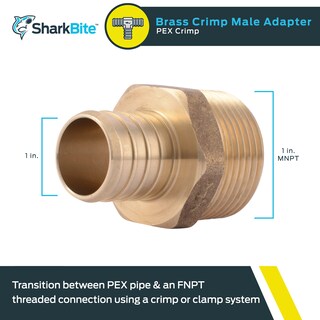 Foto 2 | Foto 2 | Adaptador Sharkbite Uc140lfa 1 Pulgada Crimpado Mnpt Macho Latón - Venta Internacional.