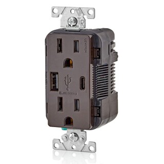 Foto 2 | Foto 2 | Cargador Usb Leviton T5633-w Tipo A Y Tipo C Con Salida De 15 A Color Marrón - Venta Internacional.