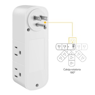 Foto 2 | Foto 2 | Multicontacto De Pared Con Supresor De Picos (156 J)  6 Salidas Polarizadas  Centro De Carga Doble U