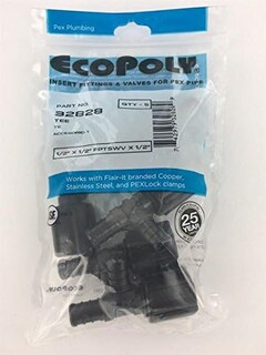 Foto 3 | Foto 3 | Ecopoly 32828 Pex Tee De Plástico Prensado De 1/2 Pulgada Paquete De 5 - Venta Internacional.