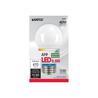 Foto 1 | Foto 1 | Bombilla Led Satco A19 E26 (mediana) De Luz Natural De 6 W (paquete De 6) - Venta Internacional.