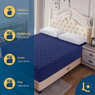 Foto 4 | Foto 4 | Cubrecolchón Laila Suave Cubrecolchon Antiacaros Cloud Sleep Impermiable Matrimonial Azul