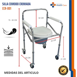Foto 3 | Foto 3 | Comodo Plegable Cromado Ruedas Silla Baño Y Ducha Para Adulto
