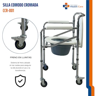 Foto 4 | Foto 4 | Comodo Plegable Cromado Ruedas Silla Baño Y Ducha Para Adulto