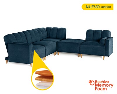 Foto 2 | Foto 2 | Sala De 5 Modúlos Makora Kieran Con Memory Foam Color Azul Chenille Respaldo Reclinable De 3 Posiciones