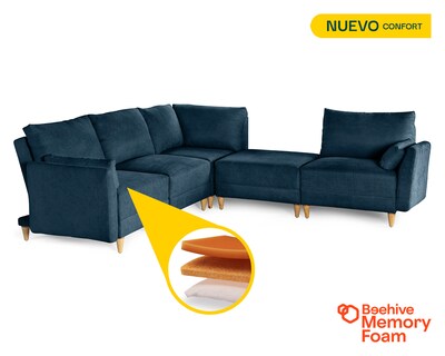 Foto 2 | Foto 2 | Sala De 5 Modúlos Makora Everyn Con Memory Foam Color Azul Chenille Respaldo Reclinable De 3 Posiciones