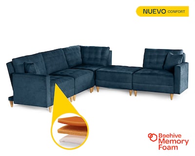 Foto 2 | Foto 2 | Sala De 5 Modúlos Makora Godric Con Memory Foam Color Azul Chenille Respaldo Reclinable De 3 Posiciones