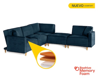 Foto 2 | Foto 2 | Sala De 5 Modúlos Makora Avalon Con Memory Foam Color Azul Chenille Respaldo Reclinable De 3 Posiciones