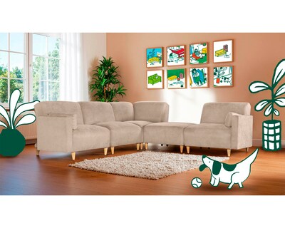 Foto 1 | Foto 1 | Sala De 5 Modúlos Makora Zavian Con Memory Foam Color Arena Chenille Respaldo Reclinable De 3 Posiciones
