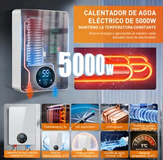 Foto 4 | Foto 4 | Calentador De Agua Instantáneo Boiler De Paso Eléctrico 127 Volts 5000w Calentador De Paso Electrico Para Agua Con Cabezal De Du