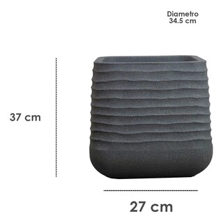 Foto 2 | Foto 2 | Maceta Acanalado Minimalista En Forma De Cubo Gris Claro