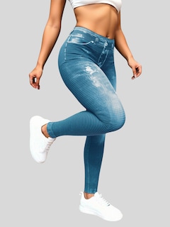 Foto 6 | Foto 6 | Pack De 2 Leggins Unitalla Mujer Mezclilla Lic-55-5-px2 Negro D19 Y Azul D16 Faja Alta Estilo Pantalón Mezclilla