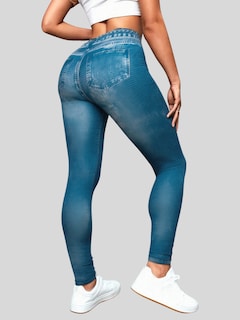 Foto 7 | Foto 7 | Pack De 2 Leggins Unitalla Mujer Mezclilla Lic-55-5-px2 Negro D19 Y Azul D16 Faja Alta Estilo Pantalón Mezclilla