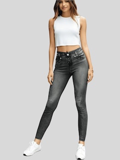 Foto 4 | Foto 4 | Pack De 2 Leggins Unitalla Mujer Mezclilla Lic-55-5-px2 Negro D19 Y Negro D9 Faja Alta Estilo Pantalón Mezclilla