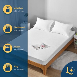 Foto 4 | Foto 4 | Protector De Colchón Toallin Premium - Extra Suave - Hipoalergénico Antiácaros Laila Comfort Queen Size Blanco