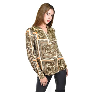 Foto 5 | Foto 5 | Blusa Satinada Con Estampado Roman Fashion /juvenil 19443 (cafe) Cafe