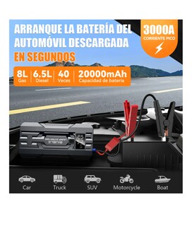 Foto 2 | Foto 2 | Arrancador De Batería 3000 A 20000mah Portátil Para Coche 4 A 8 Cilindros Con Pantalla Digital