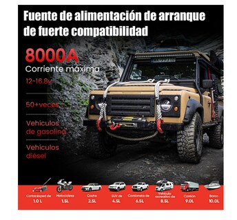 Foto 3 | Foto 3 | Arrancador De Baterias 8000a Cargador Coche Inflador 150psi