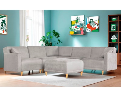 Foto 1 | Foto 1 | Sala De 6 Modúlos Makora Avalon Con Memory Foam Color Gris Claro Chenille Respaldo Reclinable De 3 Posiciones
