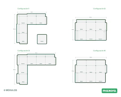 Foto 7 | Foto 7 | Sala De 6 Modúlos Makora Avalon Con Memory Foam Color Oxford Chenille Respaldo Reclinable De 3 Posiciones