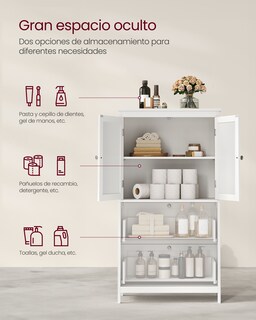 Foto 3 | Foto 3 | Mueble De Baño Armario De Cocina Con 2 Puertas Y 2 Cajones Estantes Ajustables 30 X 60 X 110 Cm