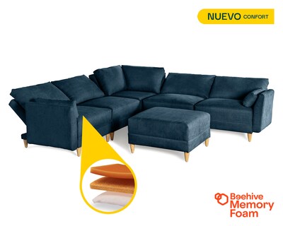 Foto 2 | Foto 2 | Sala De 6 Modúlos Makora Everyn Con Memory Foam Color Azul Chenille Respaldo Reclinable De 3 Posiciones