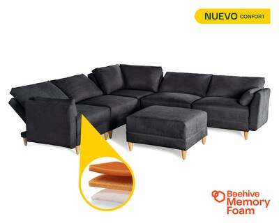 Foto 2 | Foto 2 | Sala De 6 Modúlos Makora Everyn Con Memory Foam Color Negro Chenille Respaldo Reclinable De 3 Posiciones