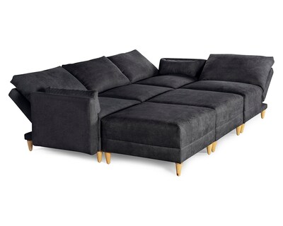 Foto 4 | Foto 4 | Sala De 6 Modúlos Makora Everyn Con Memory Foam Color Negro Chenille Respaldo Reclinable De 3 Posiciones
