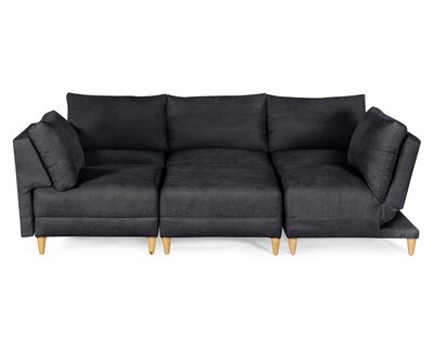 Foto 5 | Foto 5 | Sala De 6 Modúlos Makora Everyn Con Memory Foam Color Negro Chenille Respaldo Reclinable De 3 Posiciones