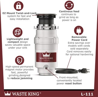 Foto 6 | Foto 6 | Triturador De Basura Waste King L-111 1/3 Hp Con Cable De Alimentación - Venta Internacional.