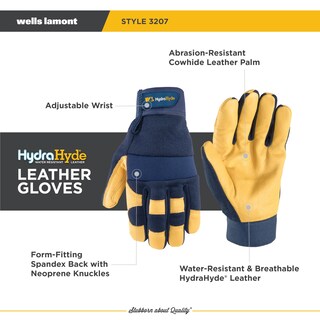 Foto 3 | Foto 3 | Guantes De Trabajo Wells Lamont De Piel Resistente Con Forma De Palma Para Hombre Color Azul Xl - Venta Internacional.