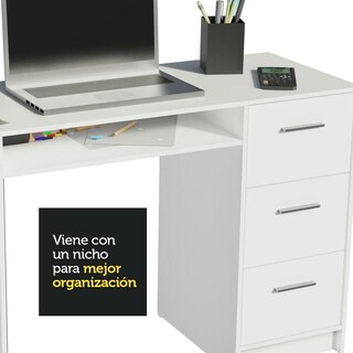 Foto 6 | Foto 6 | Escritorio Para Pc Madesa Alaska 3 Cajones 1 Puerta Blanco 1