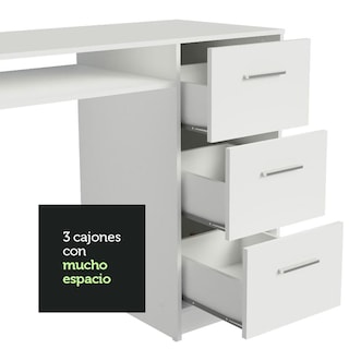 Foto 7 | Foto 7 | Escritorio Para Pc Madesa Alaska 3 Cajones 1 Puerta Blanco 1