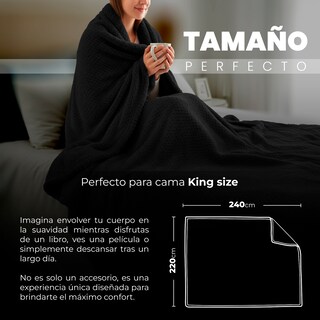 Foto 4 | Foto 4 | Yellow Mellow | Cobertor Cobija Waffle | King Size | Suave | Con Relieve | Ligera | Tamaño 220x240cm (negro)