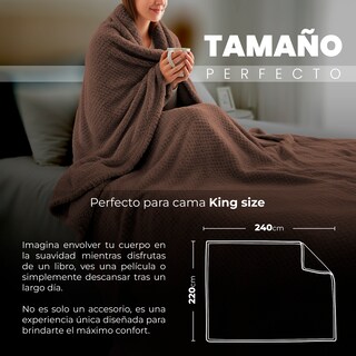 Foto 4 | Foto 4 | Yellow Mellow | Cobertor Cobija Waffle | King Size | Suave | Con Relieve | Ligera | Tamaño 220x240cm (café)