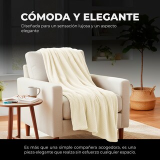 Foto 3 | Foto 3 | Yellow Mellow | Cobertor Cobija Waffle | King Size | Suave | Con Relieve | Ligera | Tamaño 220x240cm (crema)